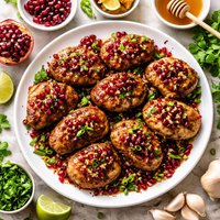 Pork Medallions with Garlic Ginger Pomegranate Sauce
