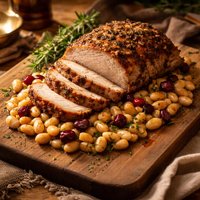 Pork Roast with White Beans and Cranberries