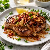 Pork Steak with Onion Bacon