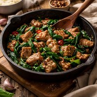 Pork Stir Fry with Spinach