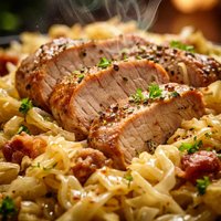 Pork Tenderloin Smothered in Cabbage