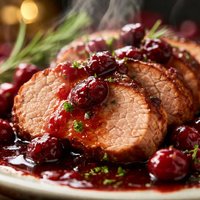 Pork Tenderloin with Cranberry and Porto Wine Sauce