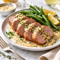 Pork Tenderloin with Garlic Mustard Sauce