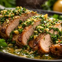 Pork with Fresh Herb and Garlic Sauce