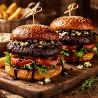 Portabella Burgers with Balsamic and Blue Cheese