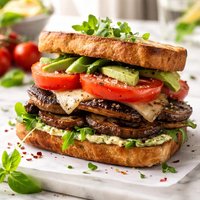 Portabella Mushroom and Tomato Sandwich