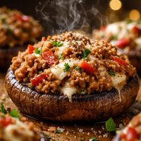 Portabella Mushrooms Stuffed with Italian Sausage