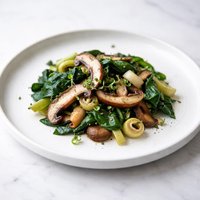 Portabellas with Leeks and Spinach