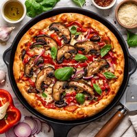 Portobello and Red Pepper Pizza Pie