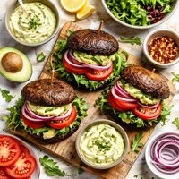 Portobello Burgers with Avocado Mayonnaise