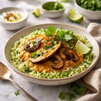 Portobello Curry with Green Rice