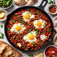 Portuguese Baked Eggs with Chorizo and Ricotta