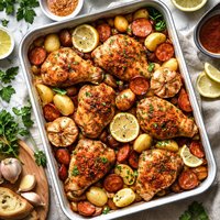 Portuguese Chicken Baked with Potatoes and Garlic