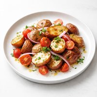 Portuguese Style Redskin Potato Salad with Tomatoes and Garlic