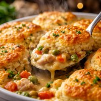 Pot Pie Casserole with a Biscuit Topping