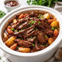 Pot Roast with Sweet and Spicy Barbecue Sauce Crock Pot