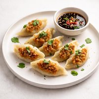 Pot Sticker Pork and Coriander Dumplings with Dipping Sauce