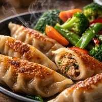 Pot Stickers and Steamed Vegetables