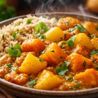 Potato and Butternut Squash Curry with Brown Basmati Rice