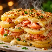 Potato and Smoked Salmon Lasagna