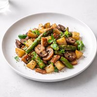 Potato Asparagus and Mushroom Hash