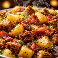 Potato Bacon and Rye Bread Stuffing
