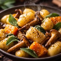 Potato Gnocchi with Butternut Squash and Wild Mushrooms