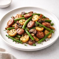 Potato Green Bean Mushroom Sausage Skillet