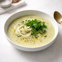 Potato Leek Soup with Fennel and Watercress
