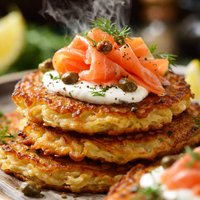 Potato Pancakes with Smoked Salmon