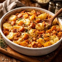 Potato Pumpkin and Ham Bake