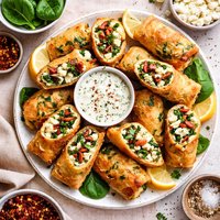 Potato Spinach and Goat Cheese Eggrolls with Sundried Tomato