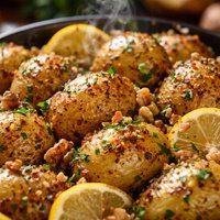 Potatoes Roasted with Garlic Lemon and Walnuts