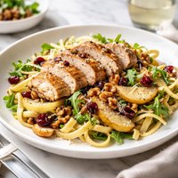 Poultry and Pasta with Pears Cranberries and Walnuts