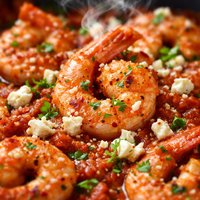 Prawns in Spicy Tomato Sauce with Feta Cheese