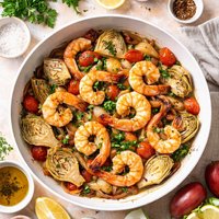 Prawns with Artichokes and Shallots