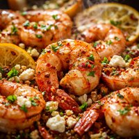 Prawns with Lemon Peri Peri Garlic Feta