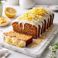 Preserved Ginger Cake with Lemon Icing Glaze