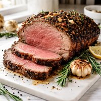 Prime Rib Roast Beef with Fresh Garlic and Rosemary