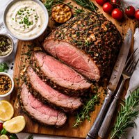 Prime Rib Roast with Mustard Horseradish Sauce