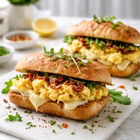 Provolone Cheese and Scrambled Egg Sandwiches