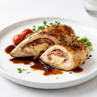 Provolone Pancetta Stuffed Chicken with Balsamic Sauce