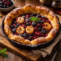 Puffy Pancake with Banana Berry Compote