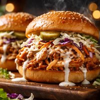 Pulled Chicken Sandwichs with White Bbq Sauce