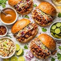 Pulled Pork Sandwiches with West Carolina Barbecue Sauce