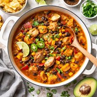 Pumpkin Black Bean and Chicken Sausage Stew