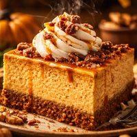 Pumpkin Bourbon Cheesecake with Graham Pecan Crust Creme