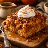 Pumpkin Bread Pudding with Dutch Honey Syrup