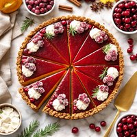 Pumpkin Cheesecake Tart with Cranberry Gelee