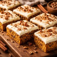 Pumpkin Cinnamon Nut Sheet Bars with Creamy Cream Cheese Icing
